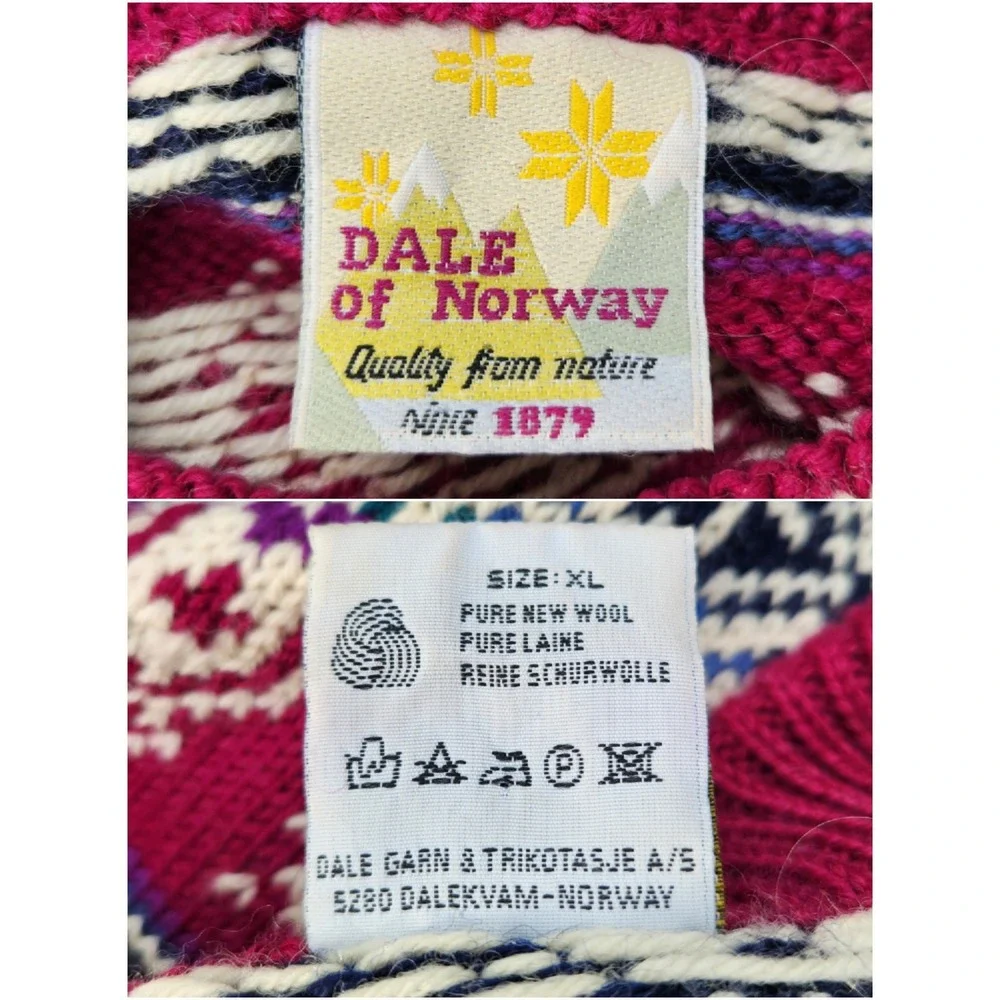 Dale of Norway‎ Sweater Magenta Nordic Wool Fair Isle Vintage XL